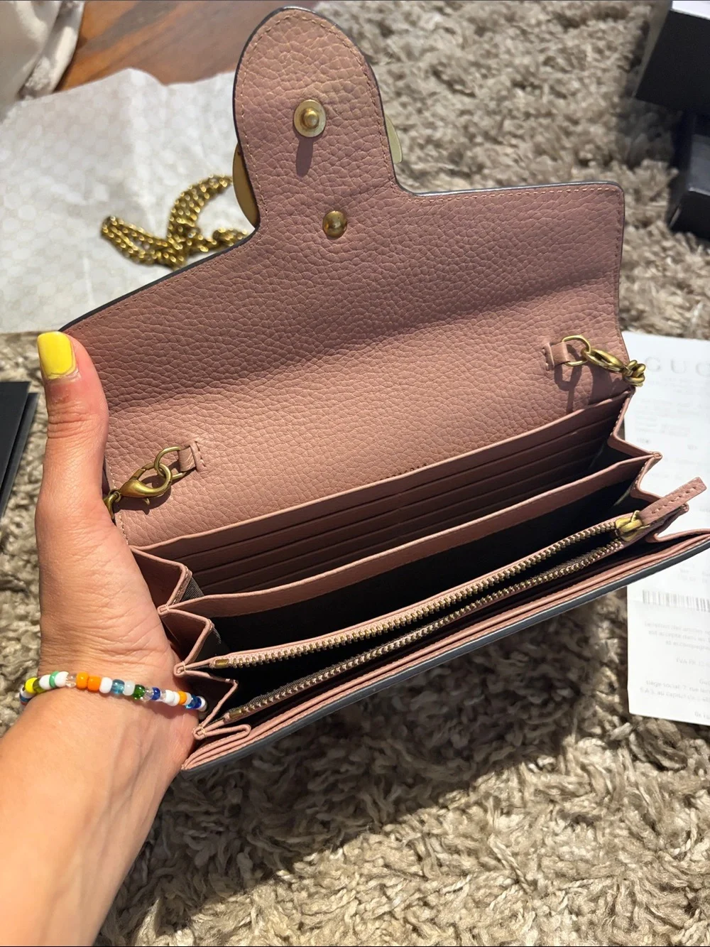 Gucci Dusty Pink GG Marmont Pebbled Leather Wallet with Gold Hardware - Picture 4 of 5
